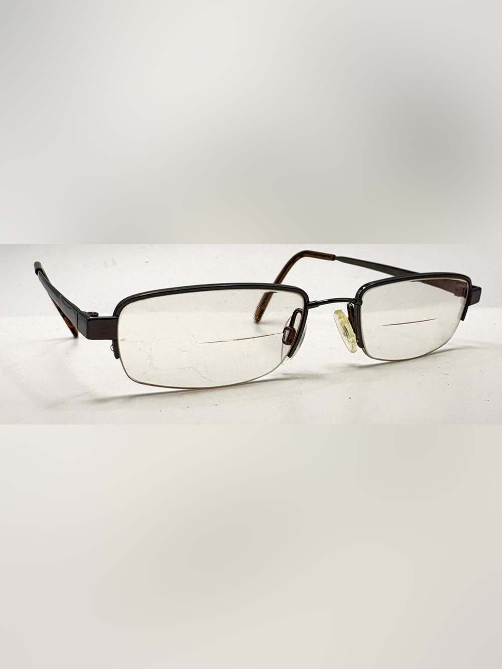 Marchon Autoflex Gunmetal Oval Half Rim  Metal Sunglasses Frames Only